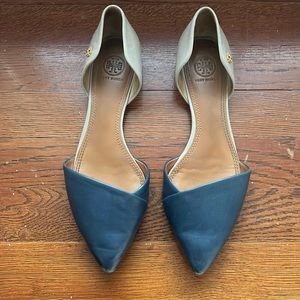 Tory Burch Blue and Gray D'Orsay Flats